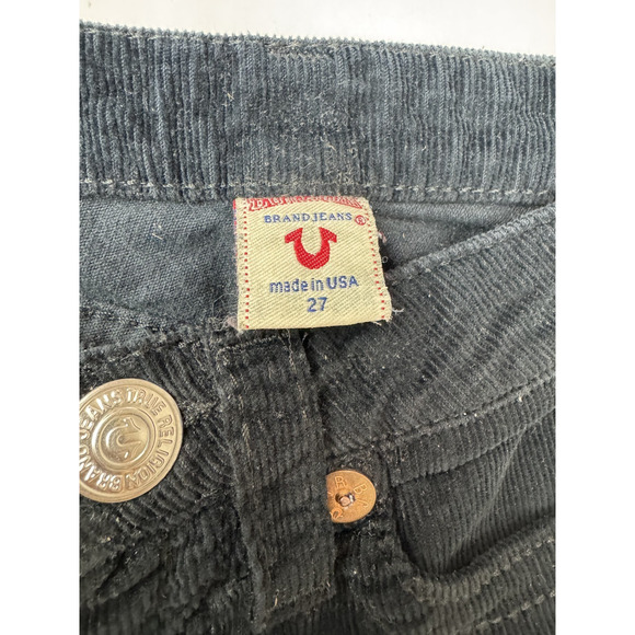 VTG True Religion Joey Big T Corduroy Pants RARE Low Rise Flare Black Y2K USA 27 - Picture 8 of 13